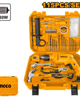 Ingco 115 Pieces Tools Set with 680W Hammer Impact Drill – HKTHP11151