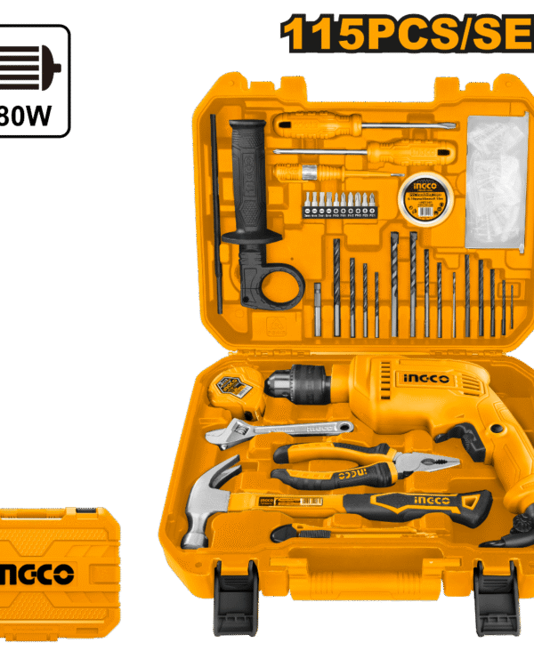 Ingco 115 Pieces Tools Set with 680W Hammer Impact Drill - HKTHP11151