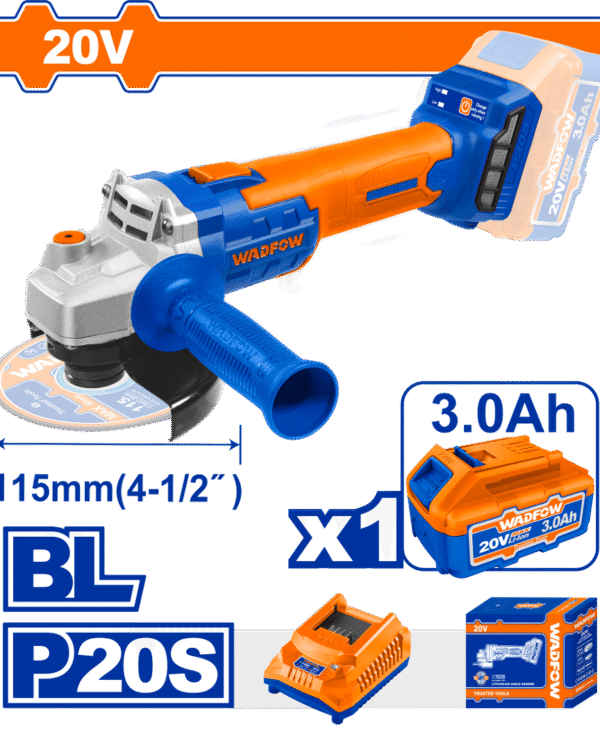 Wadfow 20v Lithium-ion Brushless Angle Grinder - WLAPM22