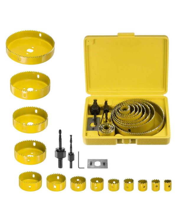 13pcs Hole Saw Set 3/4" - 5" (19mm-127mm) HSS (High Speed Steel) Premium Grade Hole Saw Drill Bit Kit with Mandrels Hex Key Installation Plate for Wood PVC Plastic Plasterboard