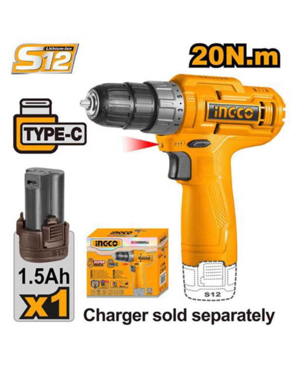 Cordless drill 12V Type￾C + Battery - CDLI12428