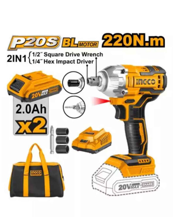 Cordless impact  driver&wrench 20V  220Nm - P1C5 (CIWLI20208)