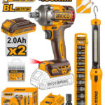 Cordless Impact Wrench 20V 400Nm + 2 Battery + Socket Set + Work Lamp - P1C4 / COSLI23048