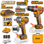 Cordless 20V impact drill 66Nm + impact wrench 400Nm + 2 Battery - P1C4 / CKLI20275