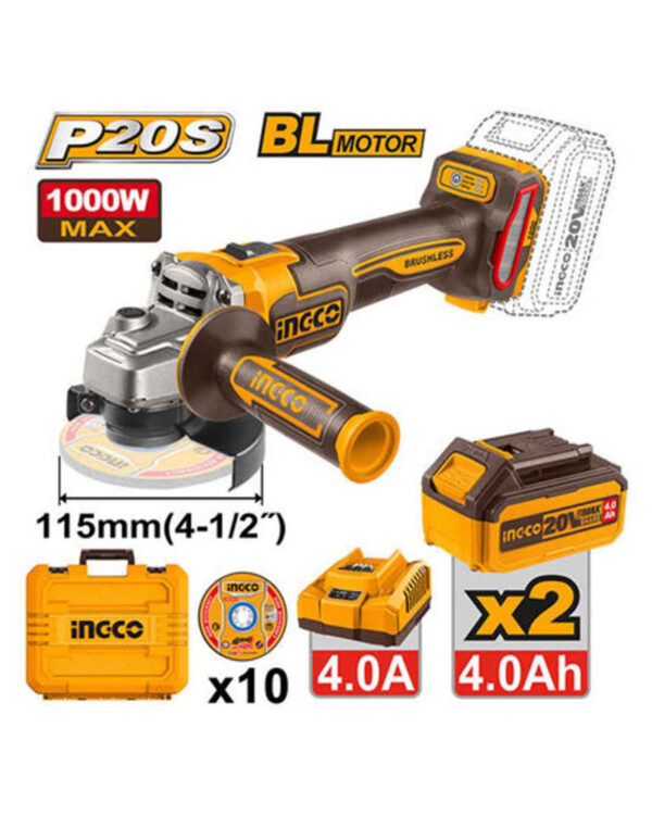 Cordless angle grinder 20V 4.5" 1000W - P1C4 / CAGLI271532