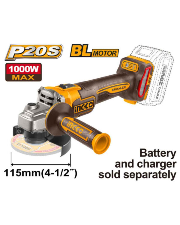 Cordless angle grinder 20V 1000W 4.5" - P1C6 / CAGLI27153