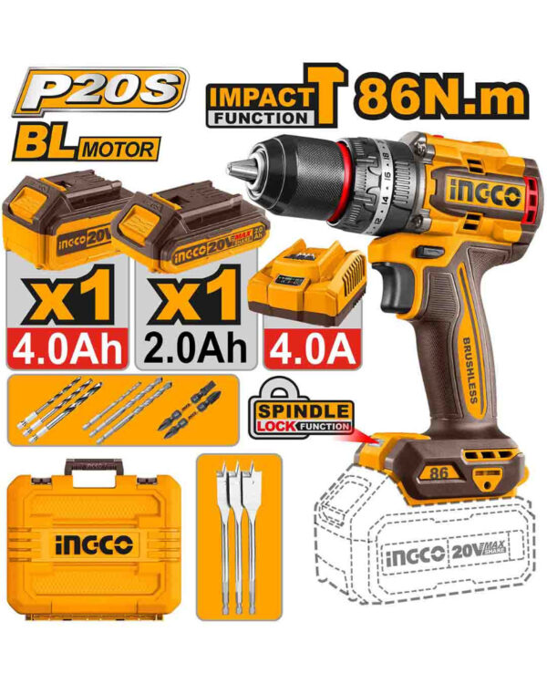 Cordless impact drill 20V 86Nm + 2 Battery - P1C5 / CIDLI20868