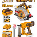 Cordless 20V circular saw 7.25" + brad nailer 35mm + 2 Battery - COSLI240866