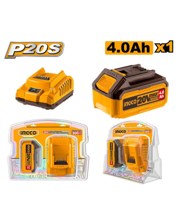 P20S Lithium-Ion battery 4Ah and charger kit - C10 (FBCPK1214) Ingco