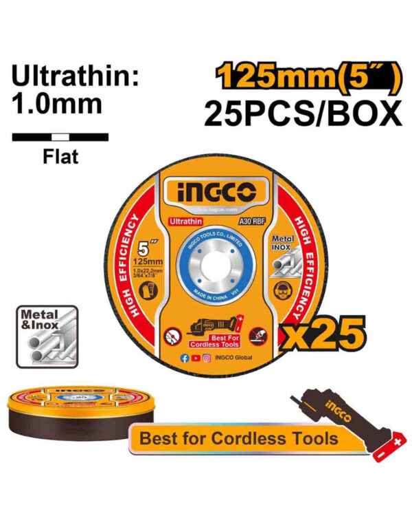 Abrasive metal cutting disc 5"x1.2mm - P100C400 (MCD121251) Ingco