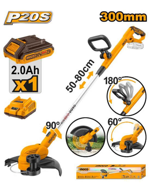 Cordless grass trimmer 20V + Battery - P1C2 (CGTLI203285) Ingco