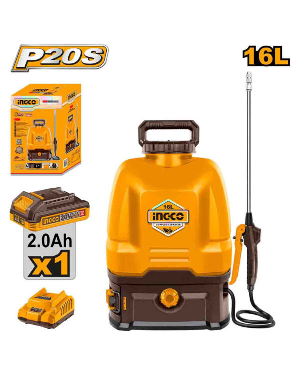 Cordless knapsack sprayer 20V 16L + Battery - P1C1 (CSPLI20162) Ingco