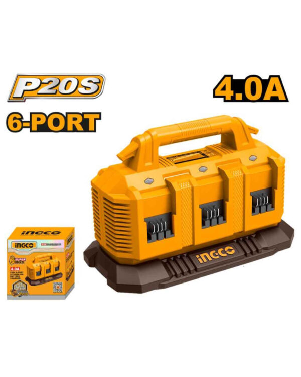 P20S 6-port Lithium- Ion battery charger 20V 4A - C6 (FCLI2064) Ingco