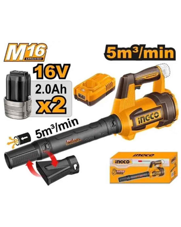 Cordless blower 16V 5m3/min + 2 Battery - P1C2 (CABLI16808) Ingco