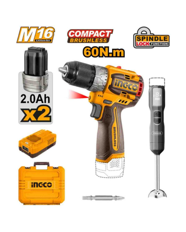 Cordless 2 pcs combo kit drill + blender 16V - P1C4 (CKLI1628) Ingco