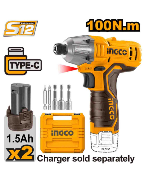 Lithium-Ion impact driver 12V - C5 (CIRLI12015) Ingco