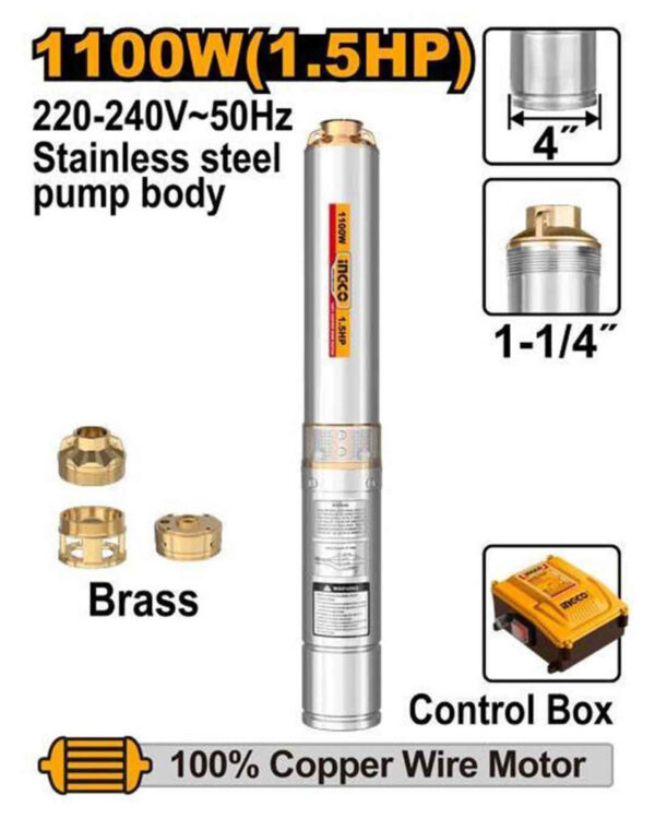 4" Deep well pump 1100W 1.5HP (DWP110062) Ingco