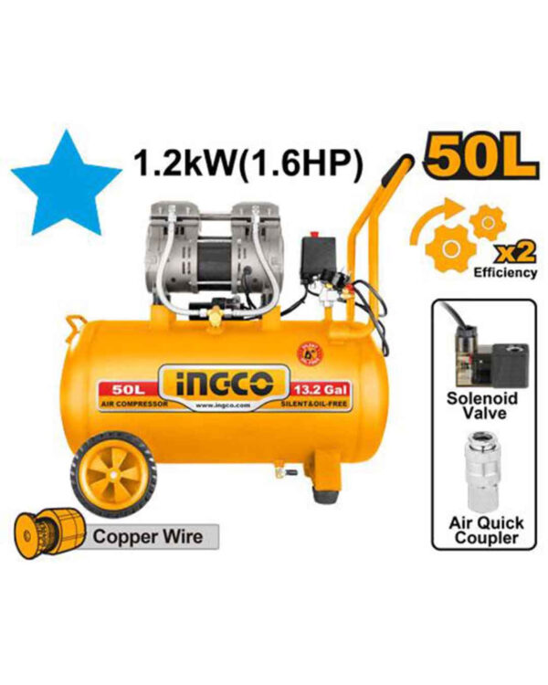 Air compressor 50L 1.6HP Oil Free - PC1 1.2KW (ACS112501) Ingco