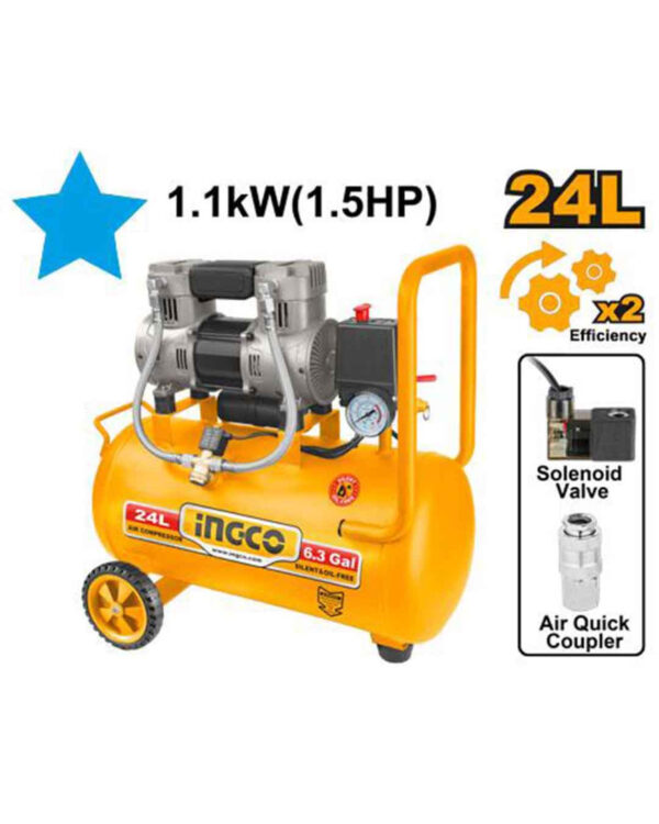 Air compressor 24L 1.5HP oil free - C1 (ACS111242) Ingco