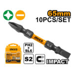 Impact screwdriver bits PH + SL 65mm - C100 (SDBIM21HL133) Ingco