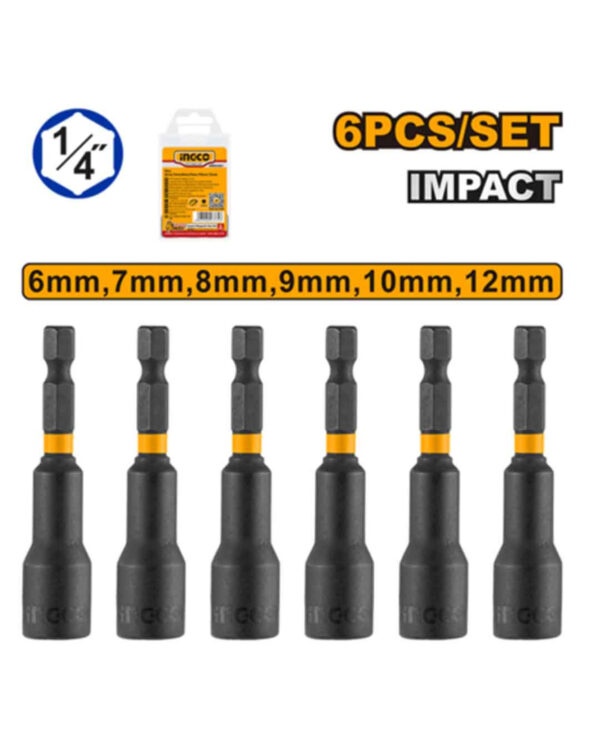 6 Pcs impact magnetic nut set - P10C50 (AMN65061) Ingco