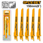 Reciprocating saw blades for wood 5pcs 150mm - P20C80 (RSB611D) Ingco