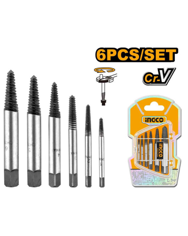 6 Pcs screw extractor set 3~6mm - C50 (ASE106) Ingco