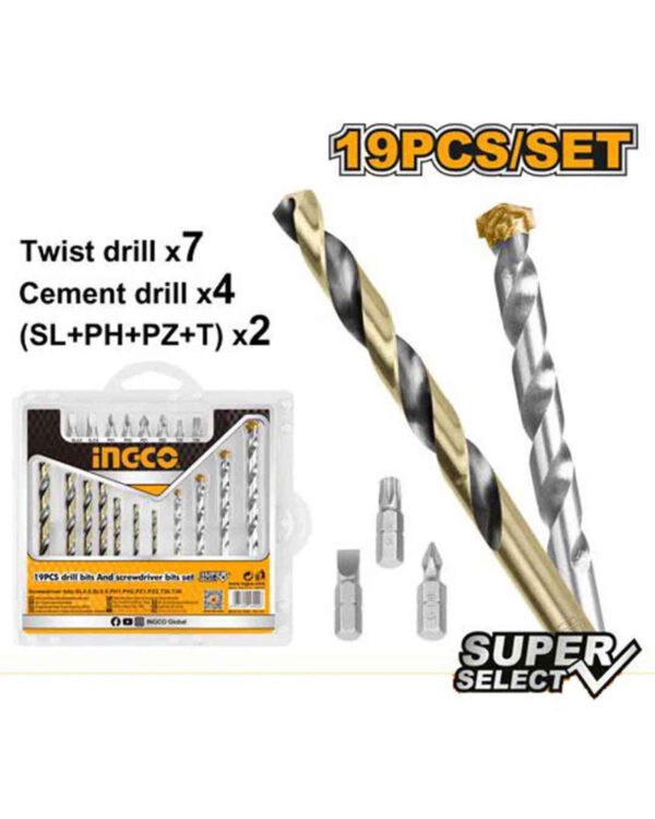 19PCS drill bits & screwdriver bits set - P20C40 (AKSDB1901) Ingco