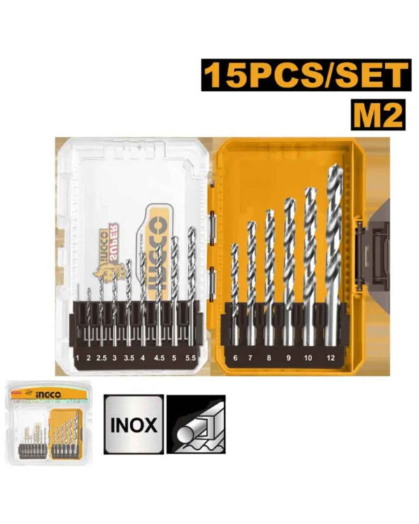 15 Pcs M2 HSS drill bits set - P6C12 (AKDL51508) Ingco