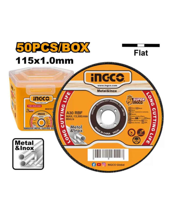 Abrasive metal cutting disc set 50pcs 4.5"x1mm - P3C9 (MCD1011550) Ingco