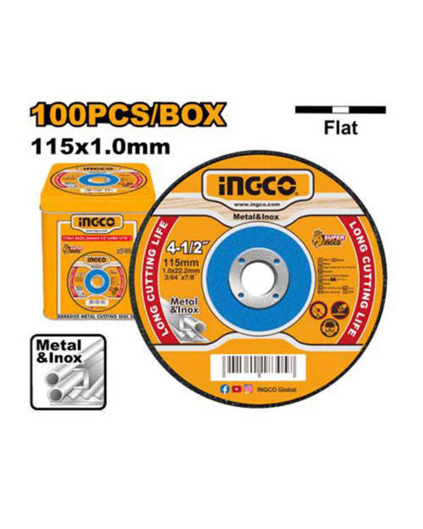 Abrasive metal cutting disc set 100Pcs 4.5"x1mm - C4 (MCD10115100) Ingco