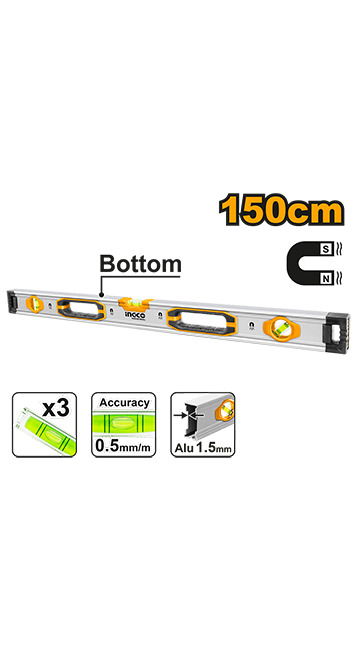 Spirit level with powerful magnets 150cm (HSL38150M) Ingco
