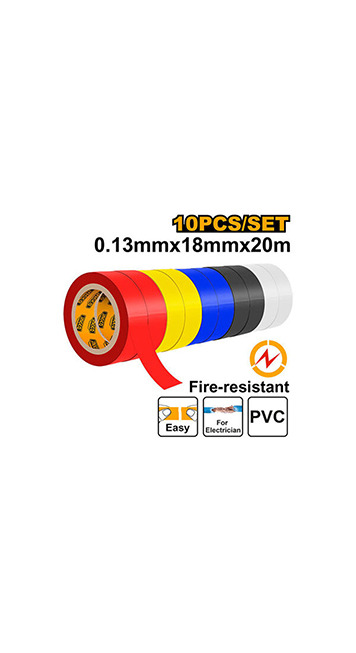 PVC insulating tape 10pcs 5 colors - C30 (HPET1013) Ingco