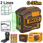Self-leveling line laser green 2 lines 35m - P1C20 (HLL156601) Ingco