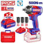 Cordless impact wrench 500N-m (ECIWL2050) Emtop