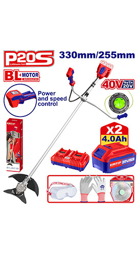 Cordless string trimmer and brush cutter 330mm/225mm (ELMR202523) Emtop