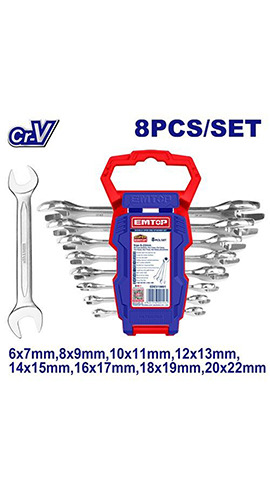 Double open end spanner set "8pcs" (EDES10801) Emtop