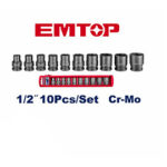 10 Pcs1/2" impact socket set (EMSS12101) Emtop