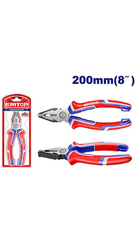 High leverage combination pliers 200mm 8" (EPLRC0821) Emtop