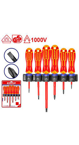 6 Pcs insulated screwdriver set 1000V (ESSTJS061) Emtop