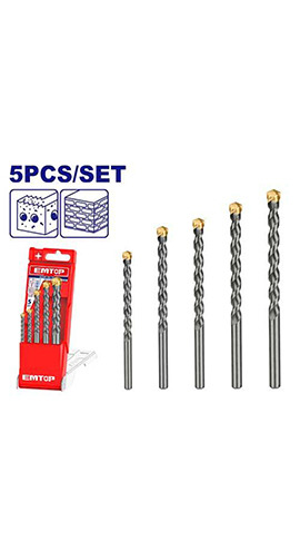 5 Pcs masonry  drill bits set -  ECDB13051