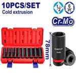 10 Pcs 1/2" deep  impact socket  set -  EMSS12102L