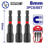 3 Pcs impact  magnetic nut set -  EMNS0831