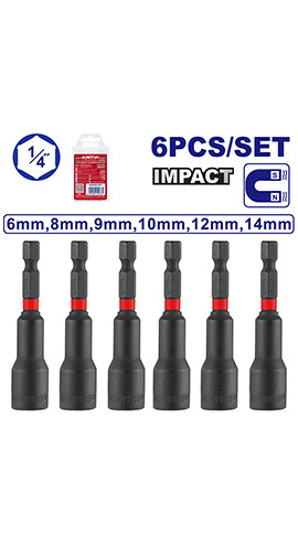 6 Pcs impact magnetic nut set - EMNS65061