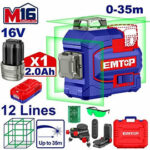 Cordless 3D laser level (ESLE12301) Emtop