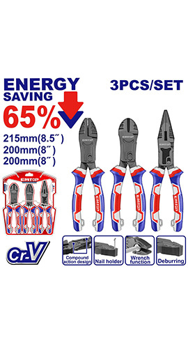 3 Pcs compound action pliers set (EPLS2351) Emtop