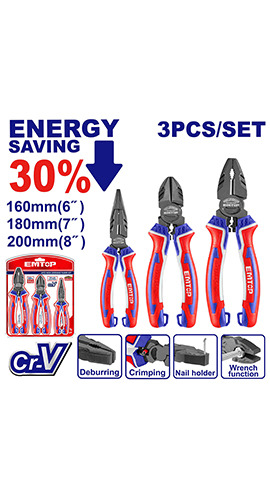 3 Pcs high leverage pliers set (EPLS0321) Emtop