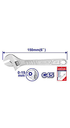 Adjustable wrench 6" (EAWH130622) Emtop