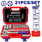 21 Pcs 1/2" Socket set (ESKT12211) Emtop