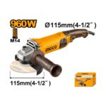 Ingco 4.5" / 115mm Angle Grinder 960W with Auxiliary Handle - AG9608